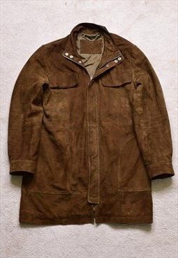 Women's Vintage Khaki Brown Real Suede Jacket