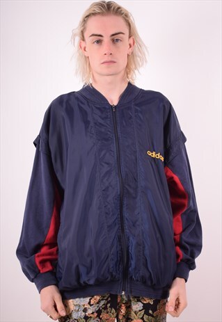 ADIDAS MENS VINTAGE BOMBER JACKET XL BLUE 90S