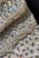 50'S/60'S CREAM SEQUIN BEADED SATIN EVENING BAG HANDBAG