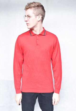 BURBERRY LONG SLEEVE FINE KNIT POLO SHIRT SIZE M