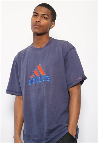 VINTAGE ADIDAS BIG LOGO T-SHIRT BLUE
