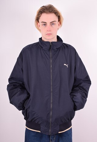 PUMA MENS VINTAGE JACKET XXL NAVY BLUE 90S