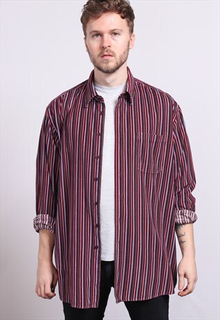 VINTAGE CORDUROY CORD STRIPED SHIRT