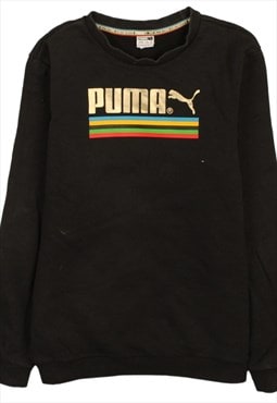 Vintage 90's Puma Sweatshirt Spellout Crew Neck Black XLarge