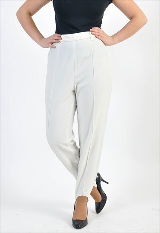 VINTAGE HIGH WAISTED TROUSERS IN WHITE
