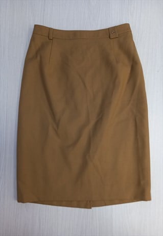 90's Vintage Pencil Skirt Camel Brown Smart