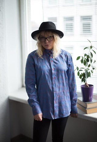 VINTAGE 70'S PURPLE/ORANGE PATTERNED SHIRT