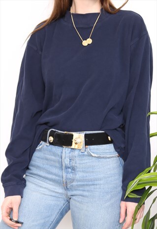 VINTAGE 90S NAVY POLO HIGH TURTLE NECK TOP
