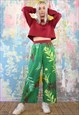 Baggy trousers in green botanics print
