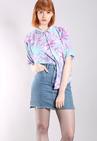 VINTAGE 80S HAWAIIAN TROPICAL PASTEL OVERSIZE SHIRT