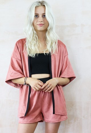 VEGAN SUEDE SHORTS & KIMONO CO-ORDINATES