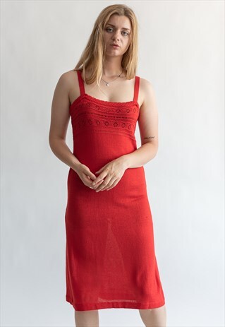 VINTAGE 90S CROCHET MIDI DRESS ON STRAPS