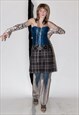 VINTAGE Y2K SCHOOLGIRL PLAID MINI SKIRT IN GREY TONES
