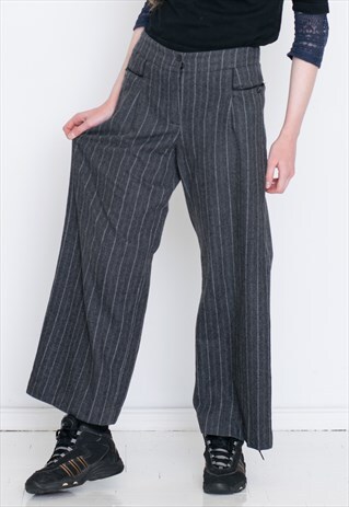 WIDE LEG GREY RETRO TROUSERS