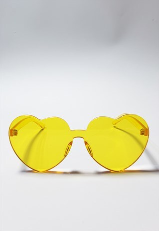 HEART SHAPED RIMLESS TINTED SUNGLASSES IN YELLOW