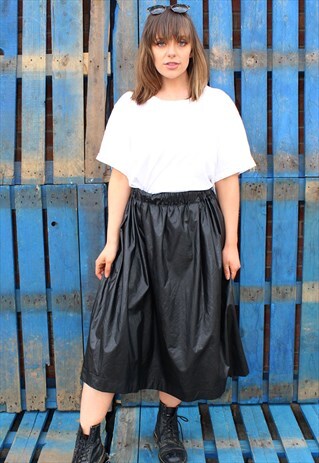 VINTAGE BLACK MSGM FAUX LEATHER SKIRT