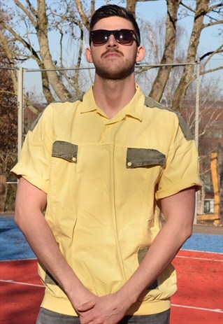 VINTAGE YELLOW SHORT SLEEVE OVERSIZED SHIRT