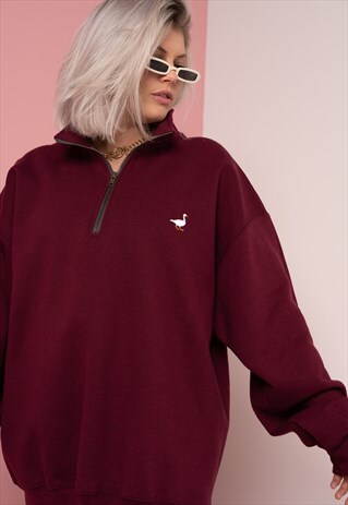 G&G UNISEX BURGUNDY 1/4 ZIP SWEAT