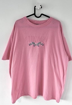 Vintage Chicago embroidered pink graphic T-shirt XL