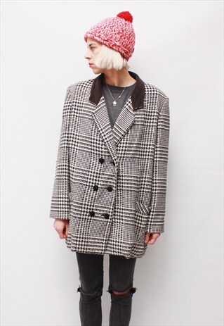 VINTAGE 80' CUTE CHECKED JACKED WITH POCKETS