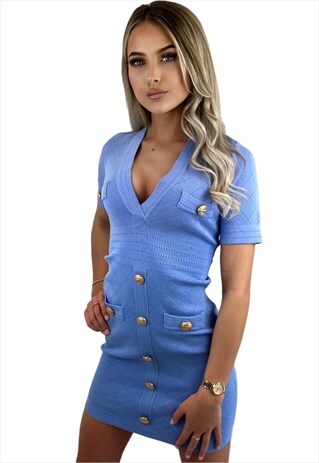 VICTORIA V NECK BODY CON DRESS
