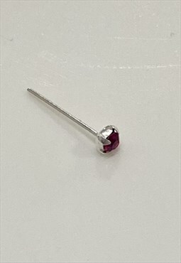 Sterling Silver Nose Stud with Red Gemstone