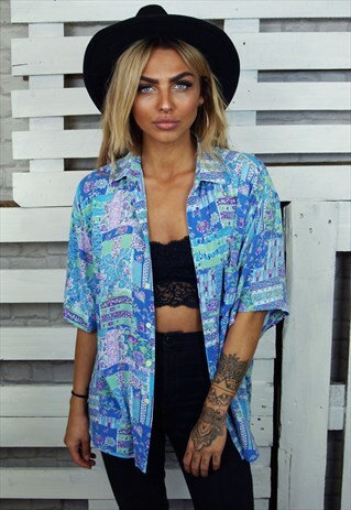 FUNKY ABSTRACT PRINT SHORT SLEEVED VINTAGE SHIRT
