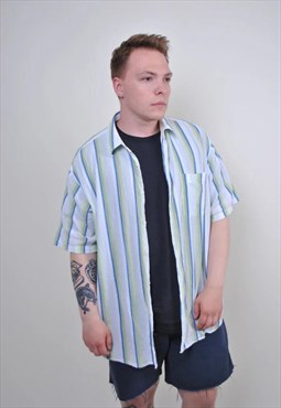 Retro oversize striped holidays shirt with short sleeve