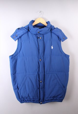 MENS VINTAGE RALPH LAUREN BLUE BODY WARMER JACKET