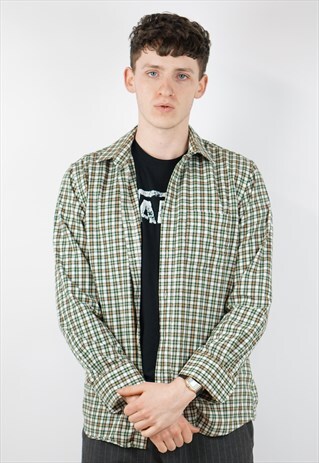 VINTAGE CHECK FLANNEL GREEN SHIRT