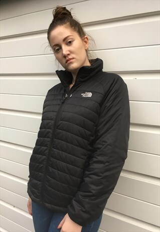 WOMENS NORTH FACE COAT PRIMALOFT ZIPPER BLACK PUFFER JACKET