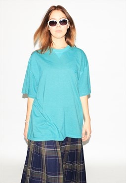Vintage 00s striped oversized t-shirt in blue