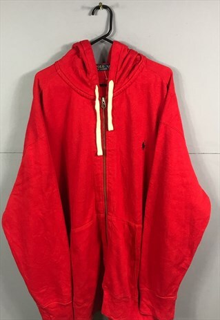 VINTAGE POLO RALPH LAUREN HOODIE IN RED WITH POCKETS AND EMB