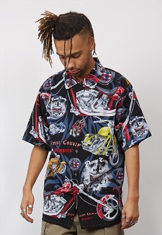 VINTAGE 90'S ORANGE COUNTY CHOPPERS MOTORCYLE PRINT SHIRT