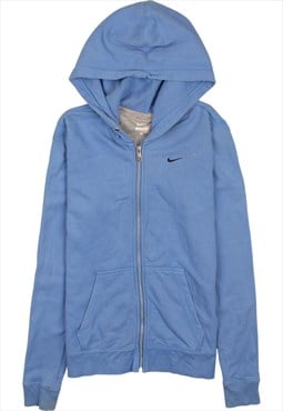 Vintage 90's Nike Hoodie Swoosh Full Zip Up Blue Medium