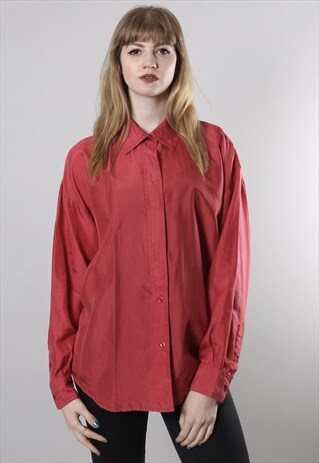 VINTAGE 80S SILK RED OVERSIZE SHIRT