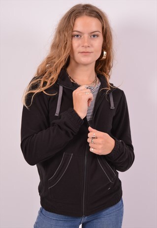 VINTAGE CHAMPION FLEECE HOODIE JACKET BLACK
