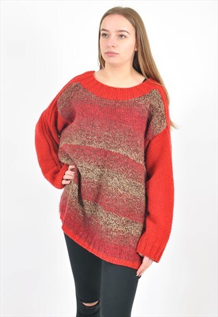 VINTAGE OVERSIZE KNITWEAR JUMPER IN RED