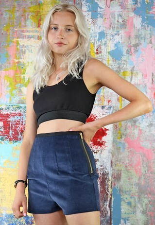 BLUE CORD 2 ZIP SHORTS