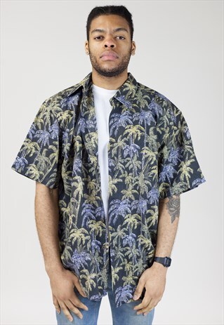 VINTAGE 90S PALM TREE PATTERNED SHIRT