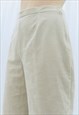 90S VINTAGE CREAM VELVET HIGH WAISTED TROUSERS