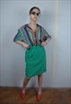 VINTAGE 80'S RETRO PENCIL GLAM SHORT BRIGHT SKIRTS IN GREEN