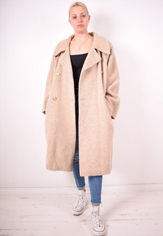 MAX MARA WOMENS VINTAGE COAT LARGE BEIGE 90S