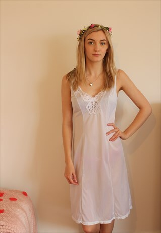 VINTAGE NIGHTDRESS PASTEL BLUE BRIDAL SLIP CAMI DRESS