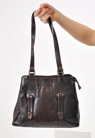 VINTAGE REAL LEATHER BAG IN BROWN