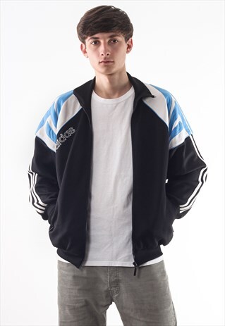 VINTAGE ADIDAS ORIGINALS TRACKSUIT 90S BLACK WHITE BLUE