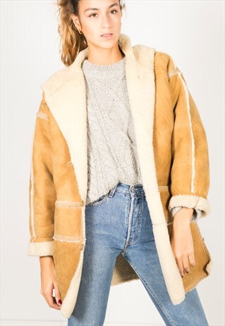 VINTAGE 80S WINTER SHEEPSKIN COAT / R045