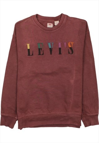 VINTAGE 90'S LEVI'S SWEATSHIRT CREW NECK SPELLOUT BURGUNDY