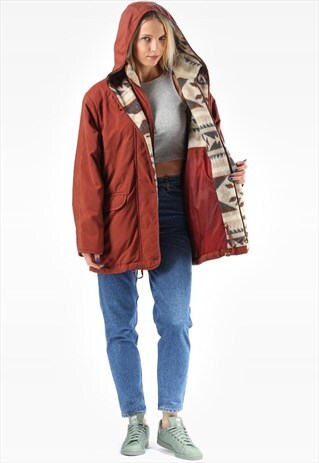 VINTAGE AZTEC BLANKET PARKA JACKET HOODED