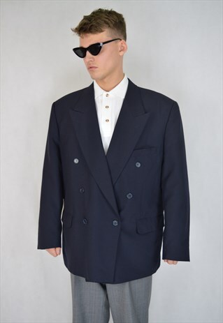 VINTAGE DARK BLUE OVERSIZE RAVE BLAZER